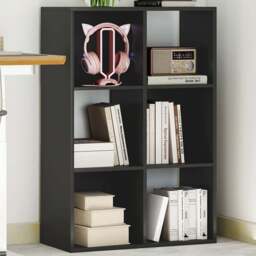 HOMCOM 6 Cube Black Bookshelf - Size: 91.5 cm x 29.5 cm x 61.5 cmcm - Wilko - thumbnail 1