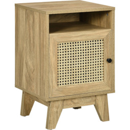 HOMCOM Natural Rattan Bedside Table - Size: Single Door - Brown - Wilko - thumbnail 3