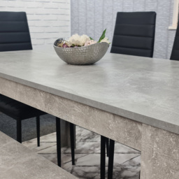 Kosy Koala 6 Seater Glass and Faux Leather Dining Bench Set Stone Grey Effect and Black - Portland - Wilko - thumbnail 4