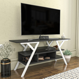 Decorotika Minerva Decorative 4 Open Shelf White and Anthracite TV Unit - Size: 55 x 120 x 35cm - Multi - Wilko - thumbnail 7