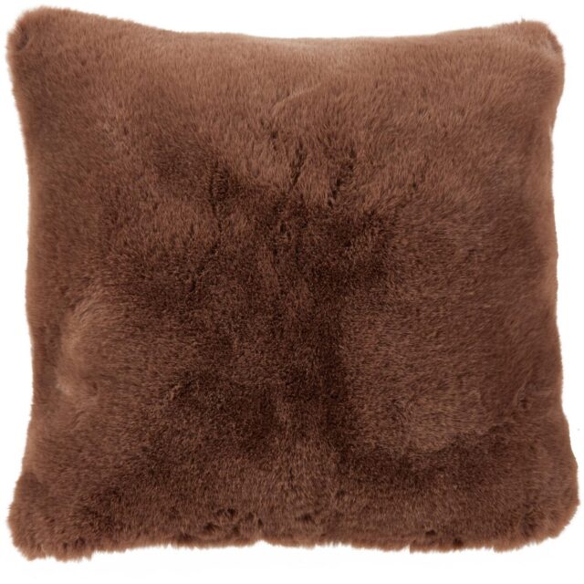 Rabbit Faux Fur Cushion - Mocha/45cm - Size: 45 x 45cm - Divante - Wilko - image 1