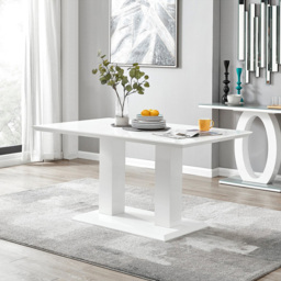 Furniturebox Molini Solara 6 Seater Dining Set White Gloss Cappuccino and Gold - Brown - Wilko - thumbnail 3