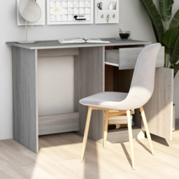 vidaXL Single Door Single Drawer Computer Desk Grey Sonoma - Size: 76 x 100 x 50cm - Wilko