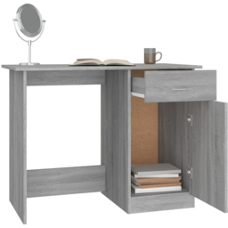 vidaXL Single Door Single Drawer Computer Desk Grey Sonoma - Size: 76 x 100 x 50cm - Wilko - thumbnail 5
