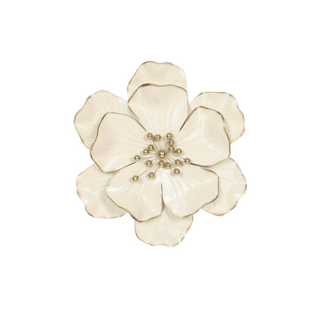 Cream Metal Wall Flower Decor - Cream - Wilko - image 1