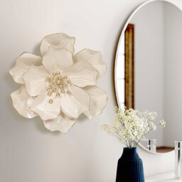 Cream Metal Wall Flower Decor - Cream - Wilko - thumbnail 6