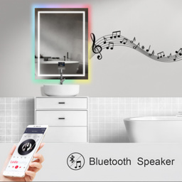 Ener-J Colour Changing LED Mirror with Bluetooth Speaker 70 x 50cm - Size: 72 x 52 x 5cm - Silver - Wilko - thumbnail 3