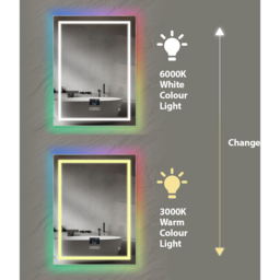 Ener-J Colour Changing LED Mirror with Bluetooth Speaker 70 x 50cm - Size: 72 x 52 x 5cm - Silver - Wilko - thumbnail 6