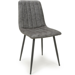 Lisbon Set of 2 Microfibre Grey Dining Chairs - Shankar - Wilko - thumbnail 3