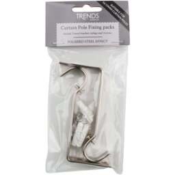 Trends 16-19mm Metal Curtain Pole Fixings Set - Size: 16 - 19mm - Wilko - thumbnail 1