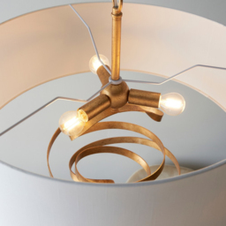 Merano Sanremo Gold Ivory Cotton Fabric 3 Light Pendant Ceiling Light - Size: 60 x 60 x 211cm - White - Wilko - thumbnail 6