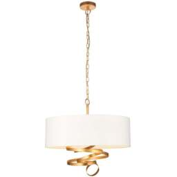 Merano Sanremo Gold Ivory Cotton Fabric 3 Light Pendant Ceiling Light - Size: 60 x 60 x 211cm - White - Wilko