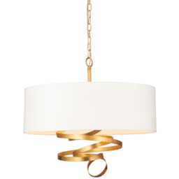 Merano Sanremo Gold Ivory Cotton Fabric 3 Light Pendant Ceiling Light - Size: 60 x 60 x 211cm - White - Wilko - thumbnail 4