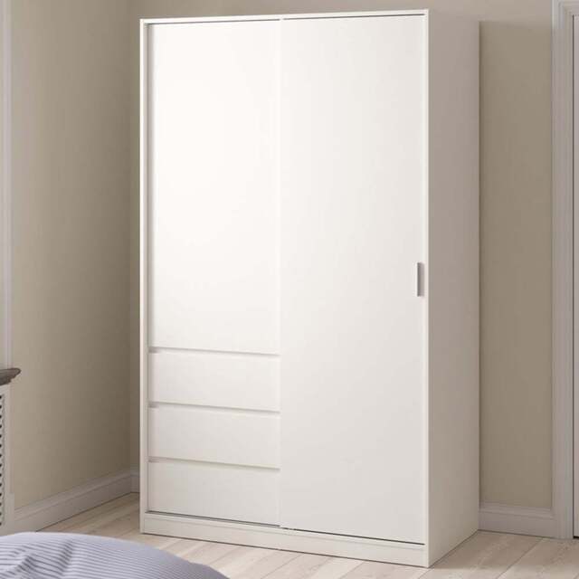 Furniture To Go Naia Double Door 3 Drawer White Wardrobe - Size: 2 Door, 3 Drawer - Wilko - image 1