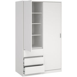 Furniture To Go Naia Double Door 3 Drawer White Wardrobe - Size: 2 Door, 3 Drawer - Wilko - thumbnail 4