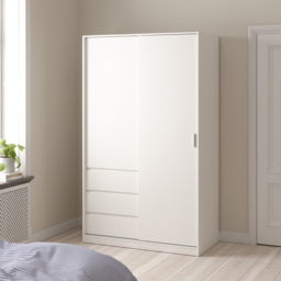 Furniture To Go Naia Double Door 3 Drawer White Wardrobe - Size: 2 Door, 3 Drawer - Wilko - thumbnail 6