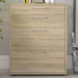 Florence 4 Drawer Oak Office Storage - Size: 40.1 x 89.2 x 113.4cm - Wood - Furniture to Go - Wilko