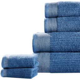 Rapport Home Mayfair Blue Ribbed Weave Cotton Face Cloth - Size: 0.1 x 30 x 30cm - Wilko - thumbnail 4