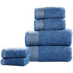 Rapport Home Mayfair Blue Ribbed Weave Cotton Face Cloth - Size: 0.1 x 30 x 30cm - Wilko