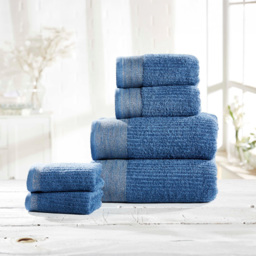 Rapport Home Mayfair Blue Ribbed Weave Cotton Face Cloth - Size: 0.1 x 30 x 30cm - Wilko - thumbnail 3