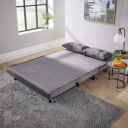 Home Source Morella 2 Seater Grey Velvet Folding Sofa Bed with Pillow - Wilko - thumbnail 6