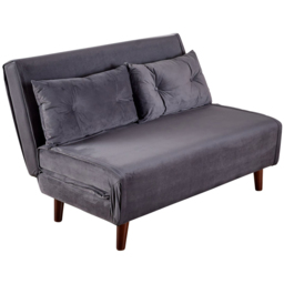 Home Source Morella 2 Seater Grey Velvet Folding Sofa Bed with Pillow - Wilko - thumbnail 3