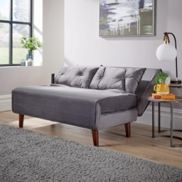 Home Source Morella 2 Seater Grey Velvet Folding Sofa Bed with Pillow - Wilko - thumbnail 7