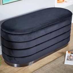 Home Source Cake Black Velvet Single Storage Ottoman - Size: 48 x 80 x 45cm - Wilko