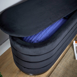 Home Source Cake Black Velvet Single Storage Ottoman - Size: 48 x 80 x 45cm - Wilko - thumbnail 4