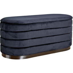 Home Source Cake Black Velvet Single Storage Ottoman - Size: 48 x 80 x 45cm - Wilko - thumbnail 3