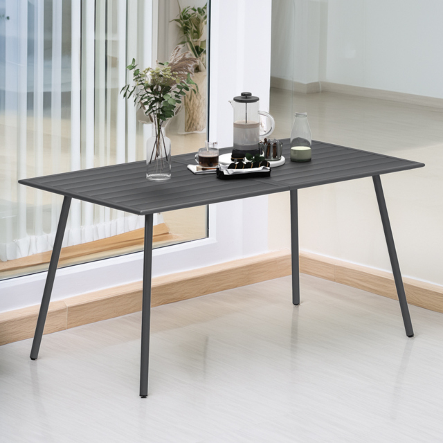 Outsunny 6 Seater Slate Top Steel Garden Dining Table Grey - Wilko - image 1