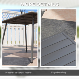 Outsunny 6 Seater Slate Top Steel Garden Dining Table Grey - Wilko - thumbnail 7
