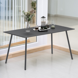 Outsunny 6 Seater Slate Top Steel Garden Dining Table Grey - Wilko - thumbnail 1