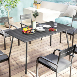 Outsunny 6 Seater Slate Top Steel Garden Dining Table Grey - Wilko - thumbnail 6