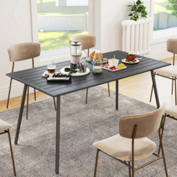 Outsunny 6 Seater Slate Top Steel Garden Dining Table Grey - Wilko - thumbnail 4