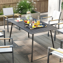 Outsunny 6 Seater Slate Top Steel Garden Dining Table Grey - Wilko - thumbnail 5