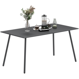Outsunny 6 Seater Slate Top Steel Garden Dining Table Grey - Wilko - thumbnail 3