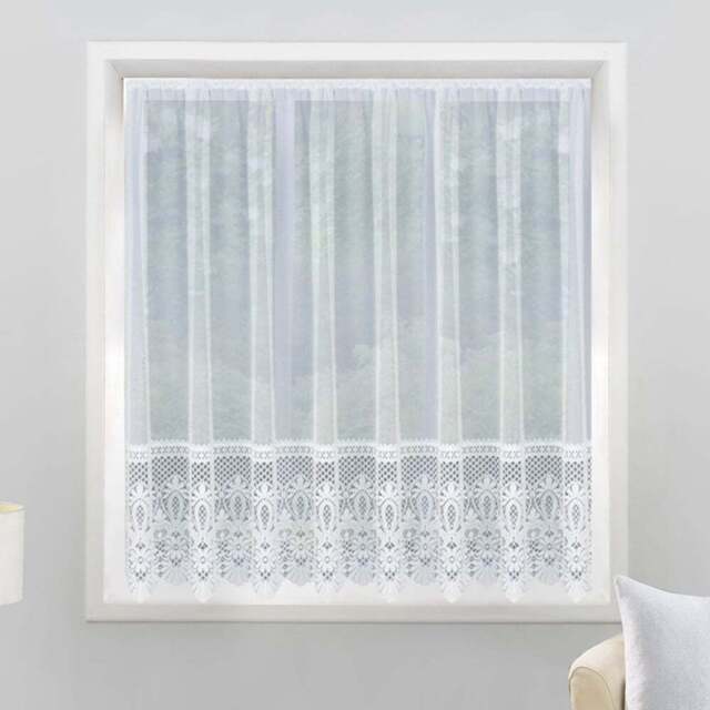 Tyrone Textiles Brazil White Pocket Header Net Curtain 500 x 122cm - Size: 122 x 500 x 1cm - Wilko - image 1
