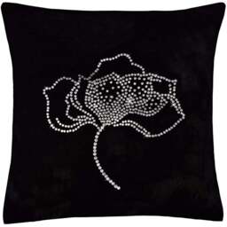 Intimates Black Diamante Rose Velvet Filled Cushion 43 x 43cm 2 Pack - Wilko