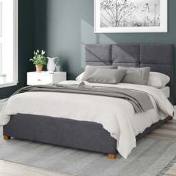 Aspire Caine King Size Steel Plush Velvet Ottoman Bed - Silver - Aspire Beds - Wilko