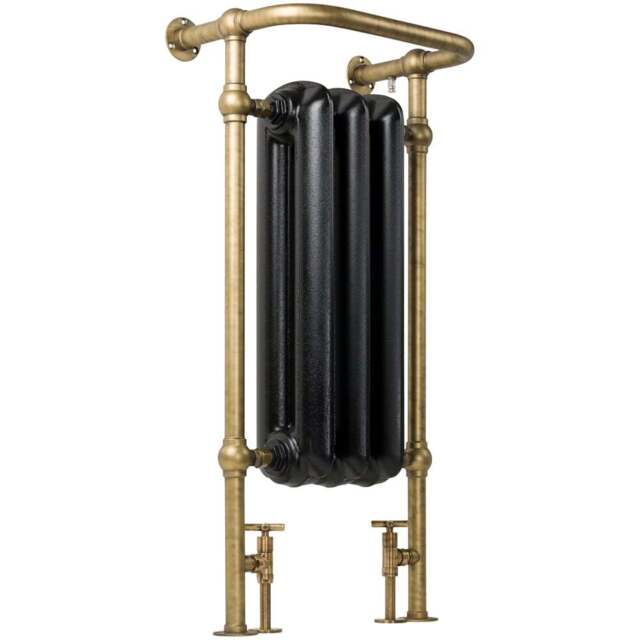Terma 1217BTU Flat Black and Brushed Brass Heated Towel Rail 900 x 490mm - Size: 90 x 49 x 31.5cm - Multi - Wilko - image 1