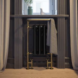 Terma 1217BTU Flat Black and Brushed Brass Heated Towel Rail 900 x 490mm - Size: 90 x 49 x 31.5cm - Multi - Wilko - thumbnail 6