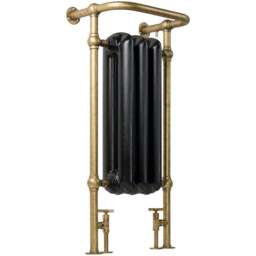 Terma 1217BTU Flat Black and Brushed Brass Heated Towel Rail 900 x 490mm - Size: 90 x 49 x 31.5cm - Multi - Wilko