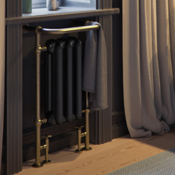 Terma 1217BTU Flat Black and Brushed Brass Heated Towel Rail 900 x 490mm - Size: 90 x 49 x 31.5cm - Multi - Wilko - thumbnail 3