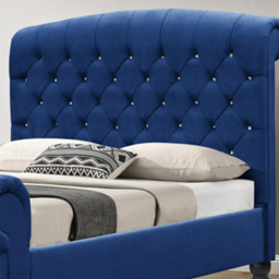 Brooklyn Double Navy Plush Velvet Chesterfield Sleigh Bed Frame - Blue - Wilko - thumbnail 3