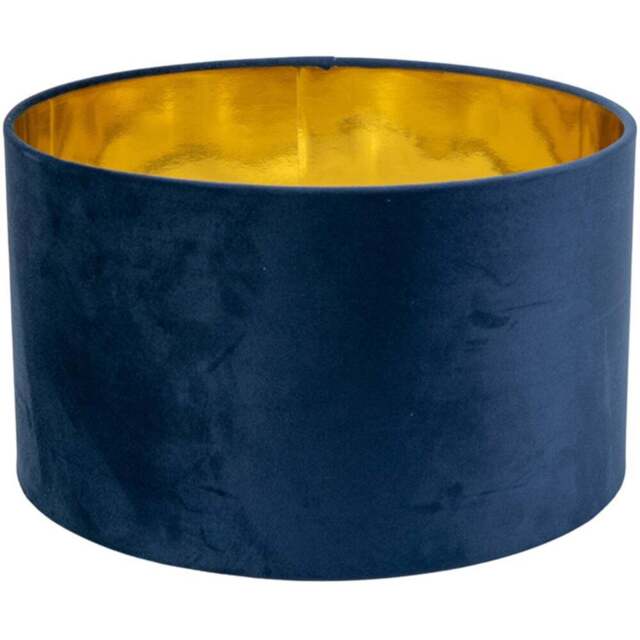 ValueLights Reni Navy Velvet and Gold Inner Medium Pendant Shade - Size: 20 x 35 x 35cm - Blue - Wilko - image 1
