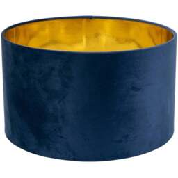 ValueLights Reni Navy Velvet and Gold Inner Medium Pendant Shade - Size: 20 x 35 x 35cm - Blue - Wilko