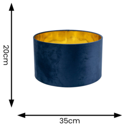 ValueLights Reni Navy Velvet and Gold Inner Medium Pendant Shade - Size: 20 x 35 x 35cm - Blue - Wilko - thumbnail 5