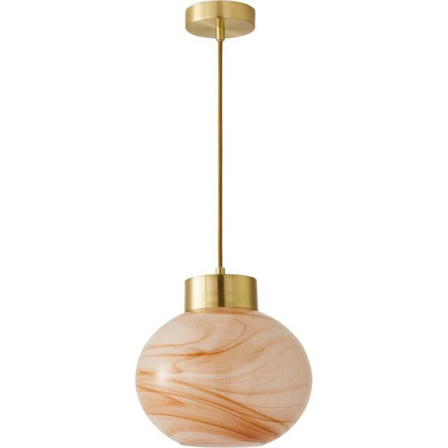 ValueLights Sookie Alabaster Glass Brushed Gold Capped LED Ceiling Pendant Light - Size: 129.5 x 14.5 x 14.5cm - Wilko - image 1