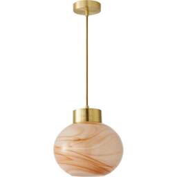 ValueLights Sookie Alabaster Glass Brushed Gold Capped LED Ceiling Pendant Light - Size: 129.5 x 14.5 x 14.5cm - Wilko